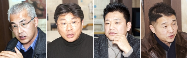 김영춘 에이디칩스 전무(사회 진행, 왼쪽부터), 강화석 아이콘 대표(탠디 협력 공장), 김영신 디노컬렉션 대표(소다·엘칸토 협력 공장), 한철 신신 대표(동대문 공장)